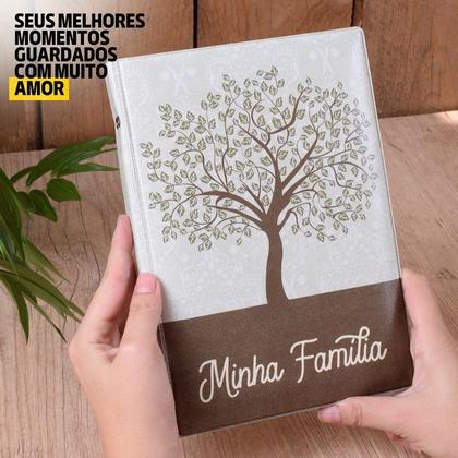 Imagem de Álbum Fotográfico 15x21 para 100 Fotos FAMÍLIA Marrom Adulto Momentos Viagens