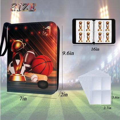 Imagem de Álbum para Cartas Esportivas QANYYO com 400 Bolsos, Impermeável com Zíper