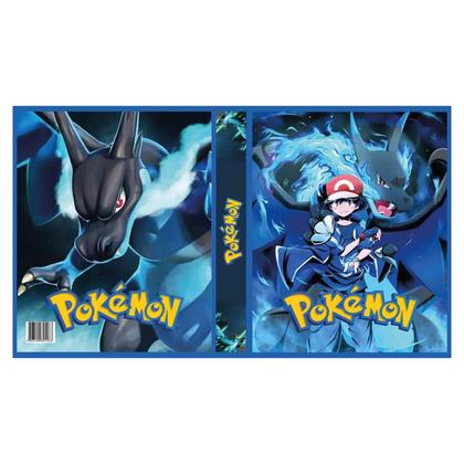 Imagem de Álbum Pasta Fichário Pokémon Ash e Mega Charizard Capa Dura Reforçardo Para Colecionar Cards Cartas