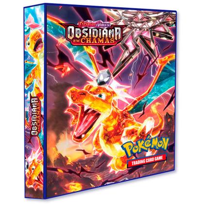 Imagem de Álbum Pasta Fichário Pokemon com 20 Folhas YES 9 Bolsos Escarlete e Violeta Obsidiana em Chamas Capa Dura