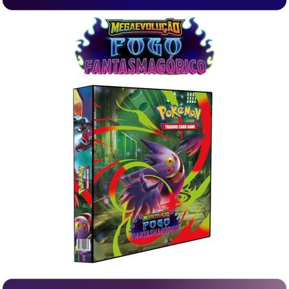Imagem de Álbum Pasta Fichário Pokemon Fogo Fantasmagórico Capa Dura Mega Evolução Coleção TCG Cartas Baralho