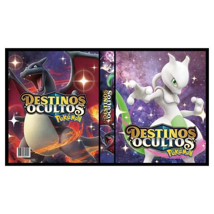 Imagem de Álbum Pasta Fichário Pokemon Sol e Lua Destinos Ocultos Mewtwo Capa Dura Reforçado Colecionar Cards