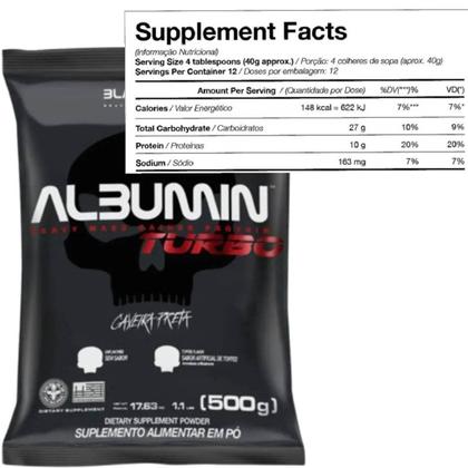 Imagem de Albumina Turbo Black Skull Proteína Zero Lactose Da Clara Do Ovo - Refil 500g