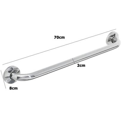 Imagem de Alça Barra Apoio Inox Kit 2 Uni Acessibilidade 70cm Idoso Criança Gestante Deficiente Segurança Anti Queda Acidente Banheiro
