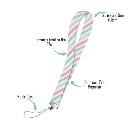 Imagem de Alça cordão para capa de celular Listras Diagonal Rosa Azul