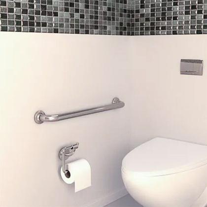 Imagem de Alça De Apoio 30cm Barra Inox Banheiro Box Idoso Gestante Segurança Apoio Acessibilidade Corrimao Parede Suporte