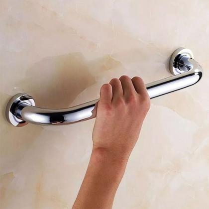 Imagem de Alça de Apoio 30cm Barra Inox Kit 5 Unidades Idoso Cadeirante Deficiente Box Banheiro Corredor Acessibilidade Suporte Corrimao Segurança