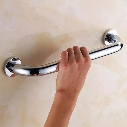 Imagem de Alça de Apoio Banheiro Barra Inox 40cm Cadeirante Idoso Deficiente Acessibilidade