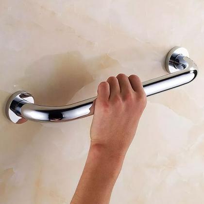 Imagem de Alça de Apoio Banheiro Inox 50cm Barra Idoso Cadeirante Deficiente Acessibilidade