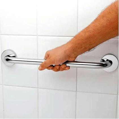 Imagem de Alça de Apoio Barra Inox 30cm Kit 8 Unidades Idoso Cadeirante Banheiro Box Corrimao Acessibilidade Suporte