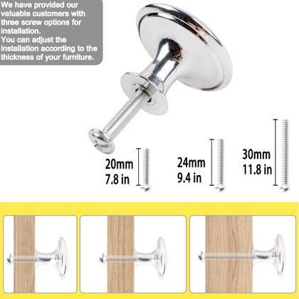 Imagem de Alça de hardware HUGOLEM, pacote com 20 botões redondos prateados de 3 cm