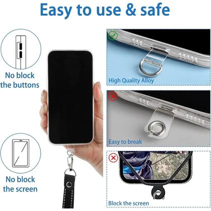 Imagem de Alça Universal para Celular com Cordão Anti-Perda - Suporte de Cartão Removível em Nylon TPU