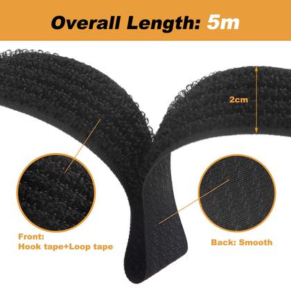 Imagem de Alças de cabo WSZJINB 5m x 2cm ajustáveis com fivelas de nylon preto