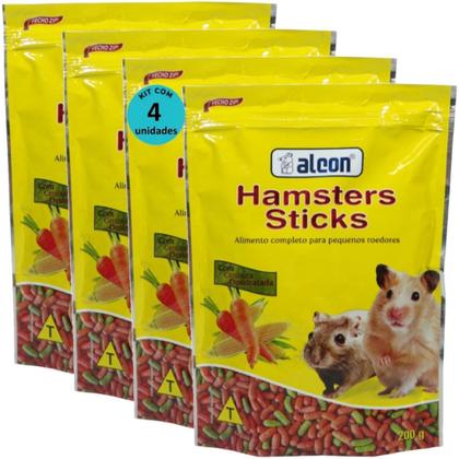 Imagem de Alcon hamster sticks 200g kit com 4 para hamster gerbil e topolino