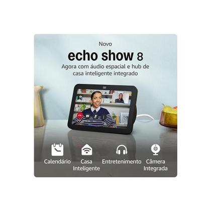 Imagem de Alexa Echo Show 8 3ª geração, Áudio espacial, Hub inteligente - Preto