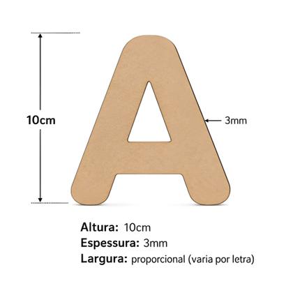 Imagem de Alfabeto A-Z MDF Cru 3mm - 26 Letras de 10cm para Decoração e Educação Infantil