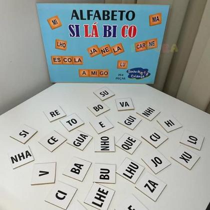 Imagem de Alfabeto Em Madeira 354 Pçs Formando Sílabas Letras Palavras