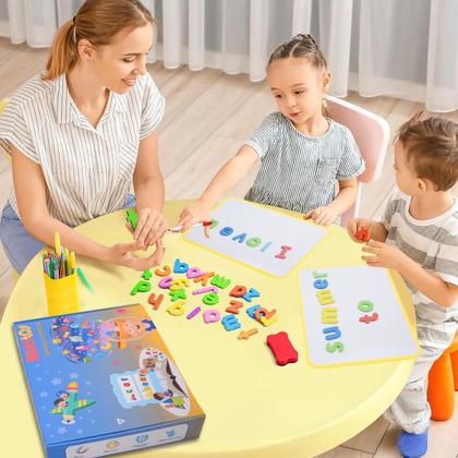 Imagem de Alfabeto Magnético 171 peças Com Lousa Tangram Cartões Educativos Brinquedo Educativo Infantil Pedagógico Números Letras Símbolos