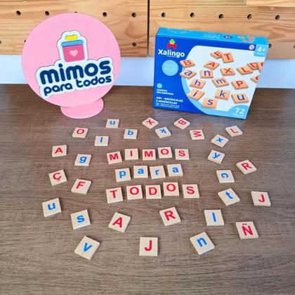 Imagem de Alfabeto Móvel ABC 72 Letras Brinquedos Educativos Escolar Pedagógico Alfabetização Letra em Madeira Xalingo 4 anos