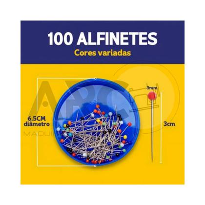 Imagem de Alfinete Cabeça De Vidro 100 Unidades NYBC Alfinete