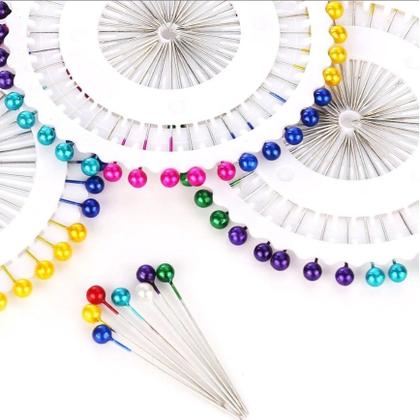 Imagem de Alfinete Coloridos Para Costura Kit Com 2 Discos Com 40 Unidades Cada