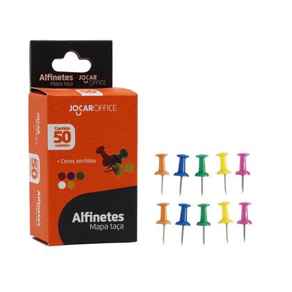 Imagem de Alfinete para Mural Mapa Taça Colorido 150un Ideal para fixação em Cortiça Isopor Tecido