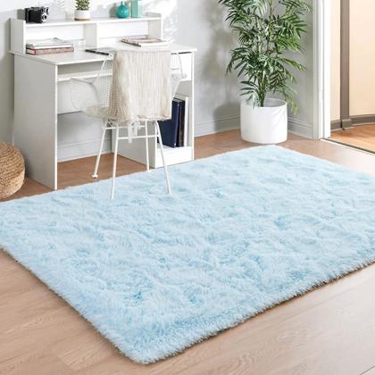 Imagem de Alfombra Merelax de Peluche Suave y Esponjosa 122x180 cm Azul Bebé