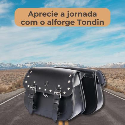 Imagem de Alforge Lateral Bolsa Custom 18 Litros Com Cravos Para Moto