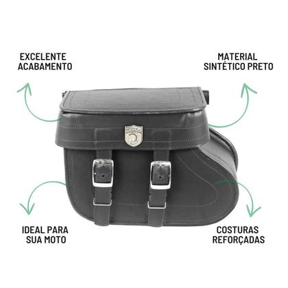 Imagem de Alforge Mala Bolsa Lateral Botinha 36 Litros Par + Afastador Suporte Moto Kawasaki Vulcan 650