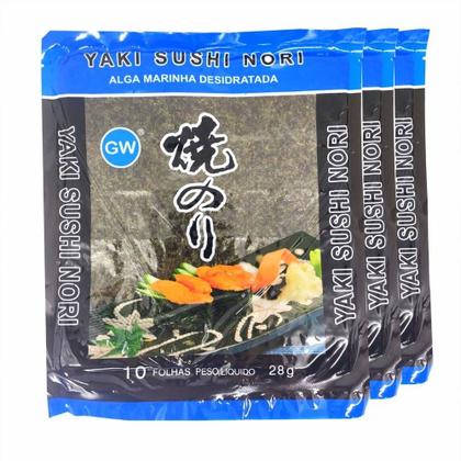 Imagem de Alga Nori Para Sushi Temaki 10fls 28g Gw Blue ( Kit Com 3)