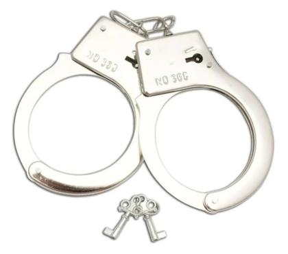 Imagem de Algema De Metal Fetiche Festa Fantasia Policial Luxo Cor Pra Cor Prata