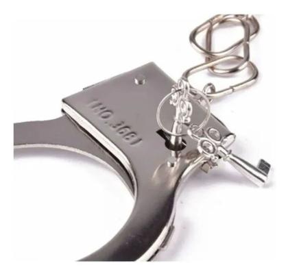 Imagem de Algema De Metal Fetiche Festa Fantasia Policial Luxo Cor Pra Cor Prata