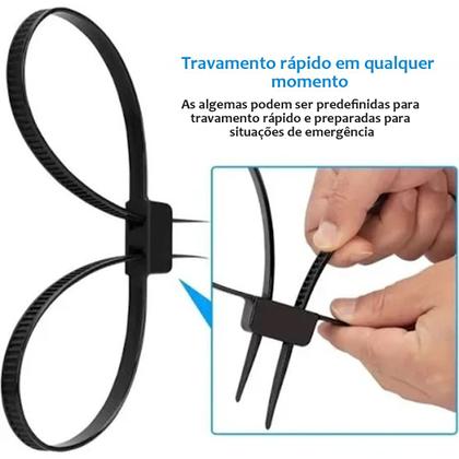 Imagem de Algemas Braçadeira Policia Kit 3 Uni Dupla Flexivel Descartavel Proteçao Segurança Suporte Multiuso