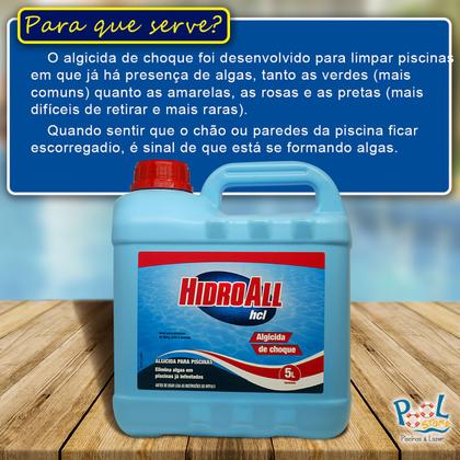 Imagem de Algicida Choque Hidroall 5l + 10 Pastilhas Hcl Penta 200g