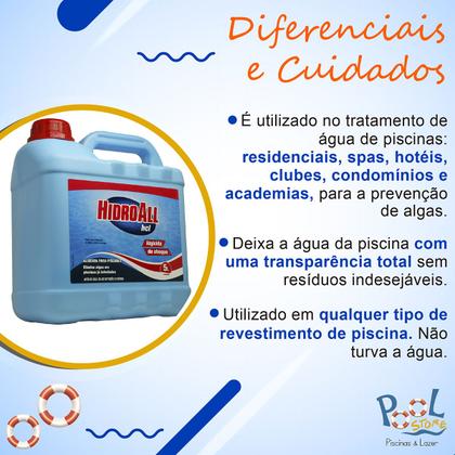 Imagem de Algicida Choque Hidroall 5l + 10 Pastilhas Hcl Penta 200g
