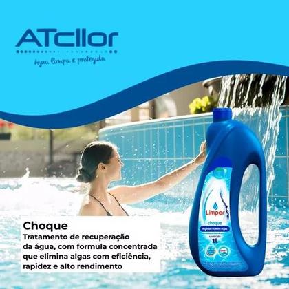 Imagem de Algicida Elimina Algas Choque Elimina Agua Verde 1l Kit 3un
