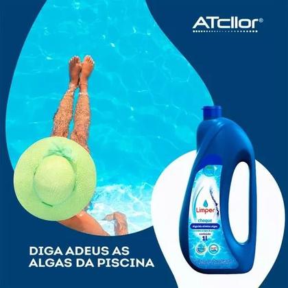 Imagem de Algicida Elimina Algas Choque Elimina Agua Verde 1l Kit 3un