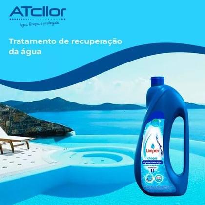 Imagem de Algicida Elimina Algas Choque Elimina Agua Verde 1l Kit 3un