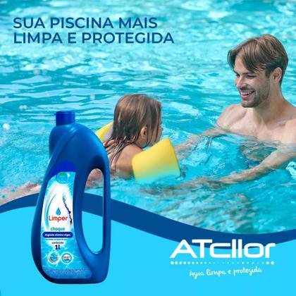 Imagem de Algicida Elimina Algas Choque Elimina Agua Verde 1l Kit 3un