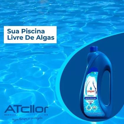 Imagem de Algicida Elimina Algas Choque Elimina Agua Verde 1l Kit 3un