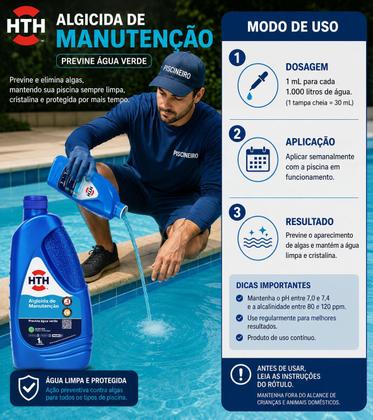 Imagem de Algicida Manutenção Prevenção HTH Refil 900 Ml