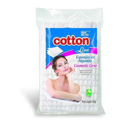Imagem de Algodão Esponja Facial 100g Macio e Absorvente Cotton Line Kit C/ 3 Pacotes