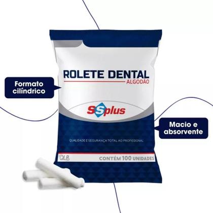 Imagem de Algodão Rolete Odontológico SSPlus 05 Pacotes 500 Unidades