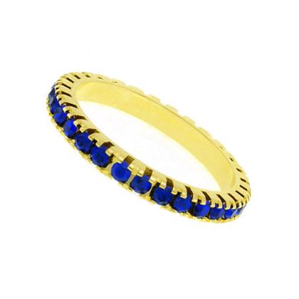 Imagem de Aliança Aparador Horus Import Cravejada Strass Azul Safira Banhada Ouro Amarelo 18 K - 1010028