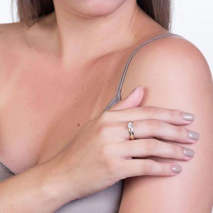Imagem de Aliança banhada a ouro com zircônia BRANCO 511402 Rommanel