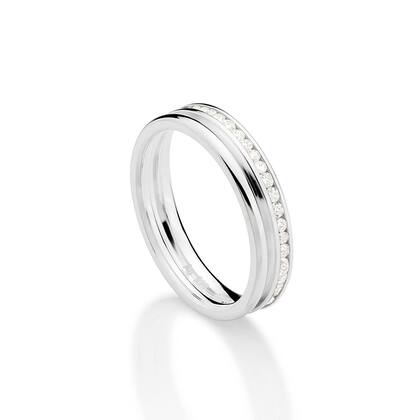 Imagem de Aliança com Friso com Zircônias Prata 925 Rommanel 810393 Tamanho:18Cor:BRANCO