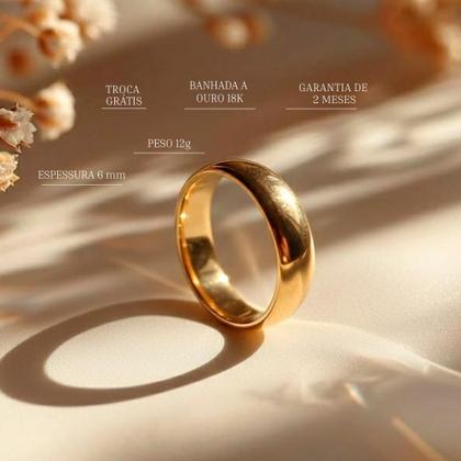 Imagem de Aliança Tradicional 6mm Ouro 18K Tungstênio