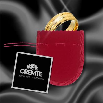 Imagem de Aliança Tungstênio Ouro 18k Com Frisos Dourado Fosca 6mm