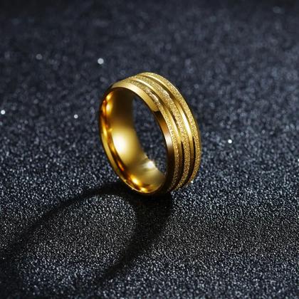 Imagem de Aliança Tungstênio Ouro 18k Com Frisos Dourado Fosca 6mm