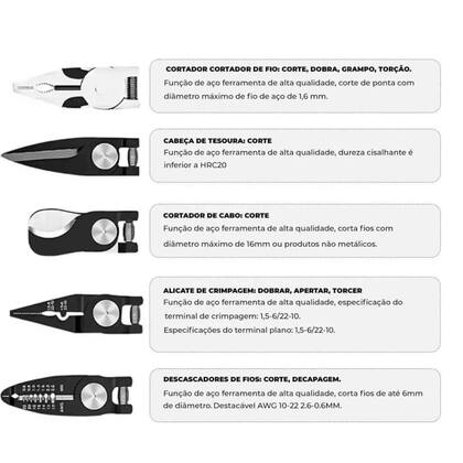 Imagem de Alicate 5 Pontas Cortador Decapador Multifuncional Kit 5 Em 1 Ferramenta